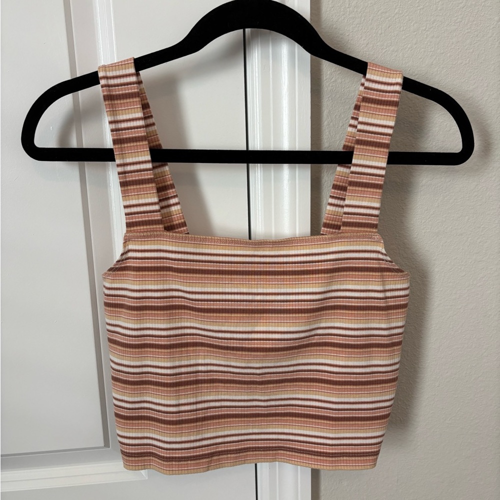 American Eagle—Striped Brown, White and Tan Top